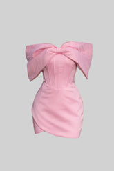 Vestido Curto Corset com Laço – Rosa