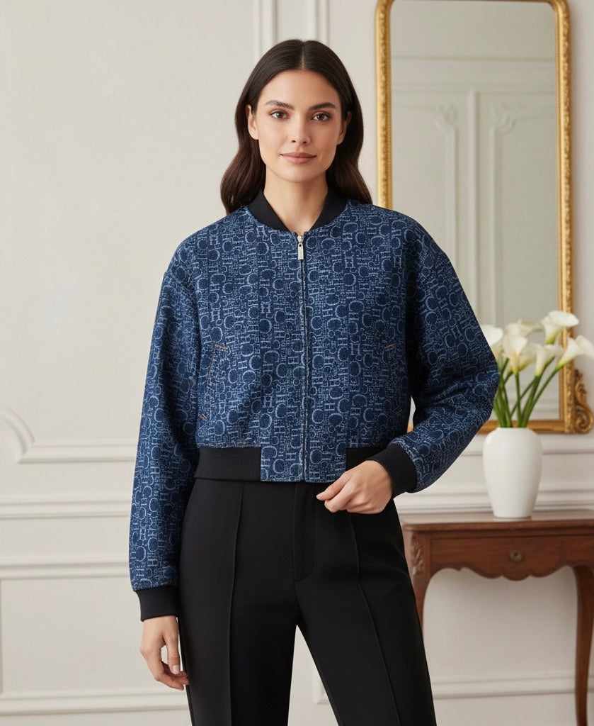 Jaqueta Jeans CHCH – Com Zíper e Bolsos, Gola Lapela, Manga Longa, Estilo Vintage e Fashion