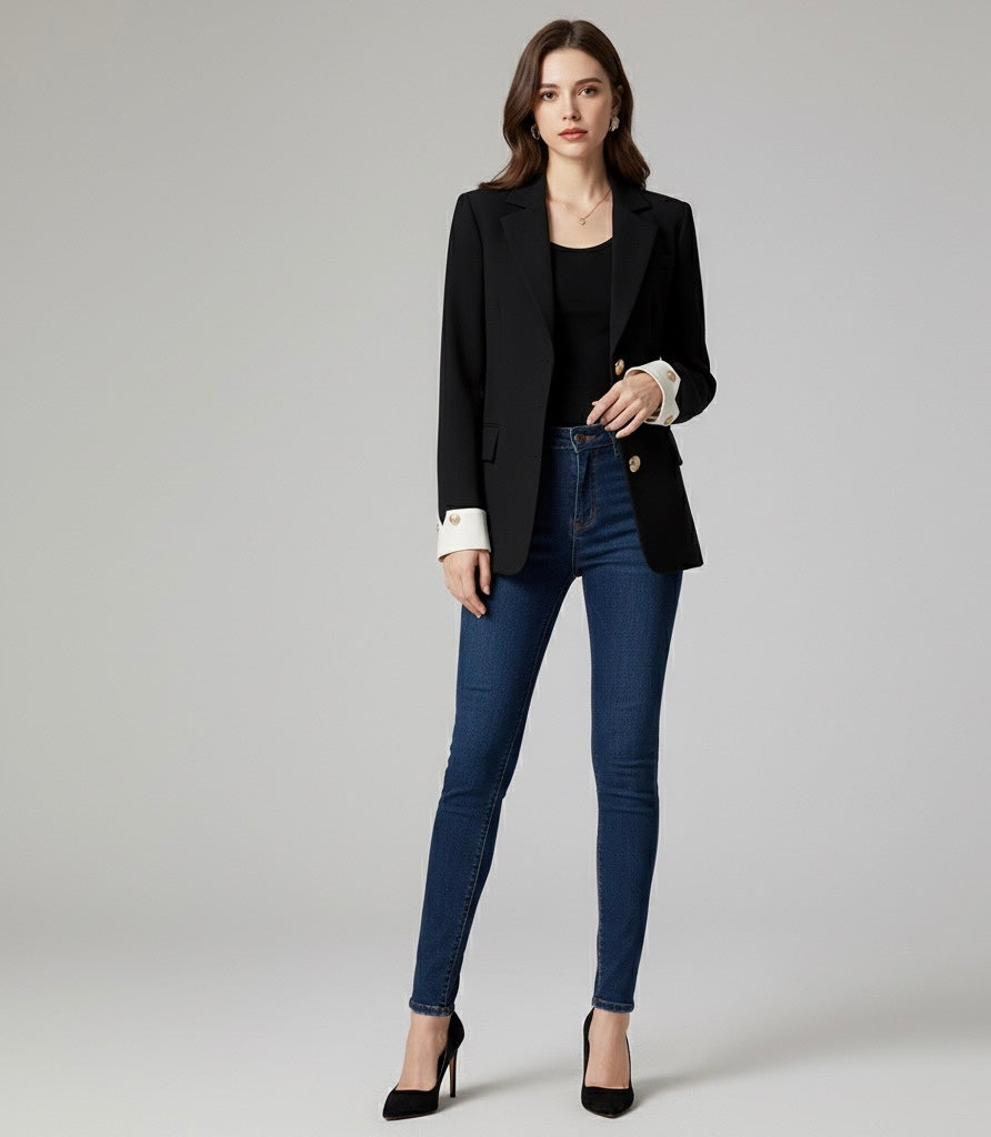 Blazer Botões Dourados com detalhe no Punho -  Elegância e sofisticação