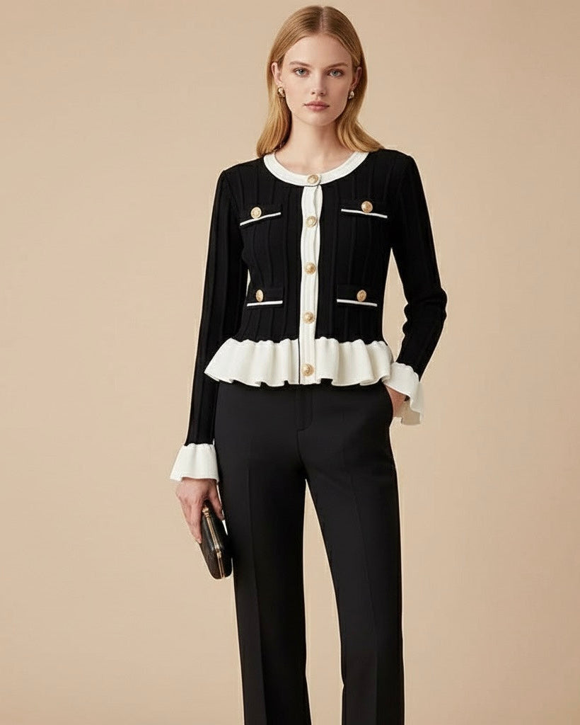 Cardigan Tricô Com Babado - Classic