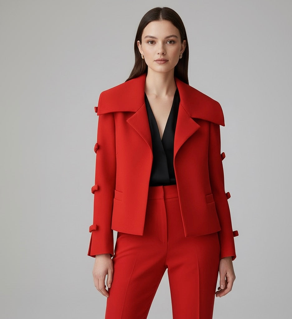 Blazer com Laço e Detalhes na Manga