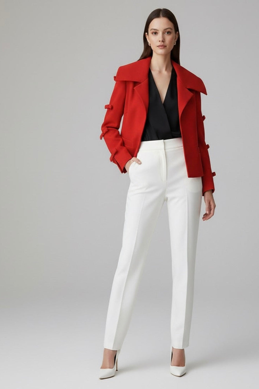 Blazer com Laço e Detalhes na Manga