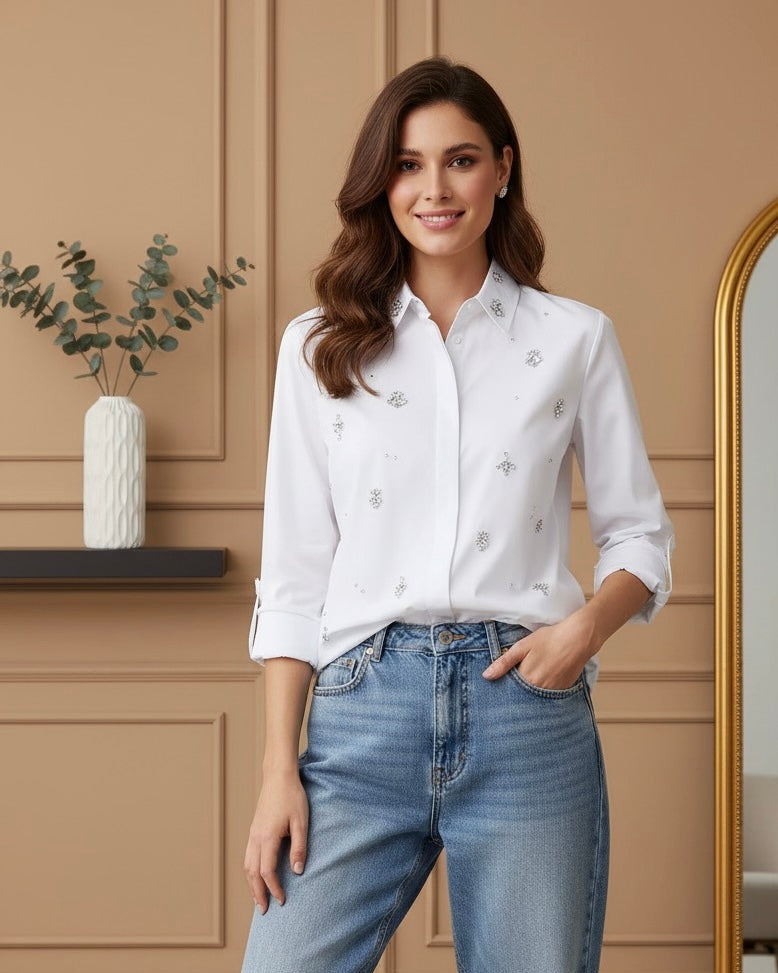 Camisa bordado em Cristais - Novidade