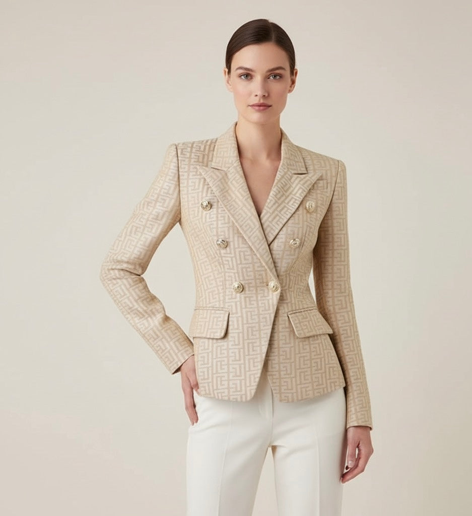 Blazer com detalhe em alfaiataria jacquard - botões timbrados