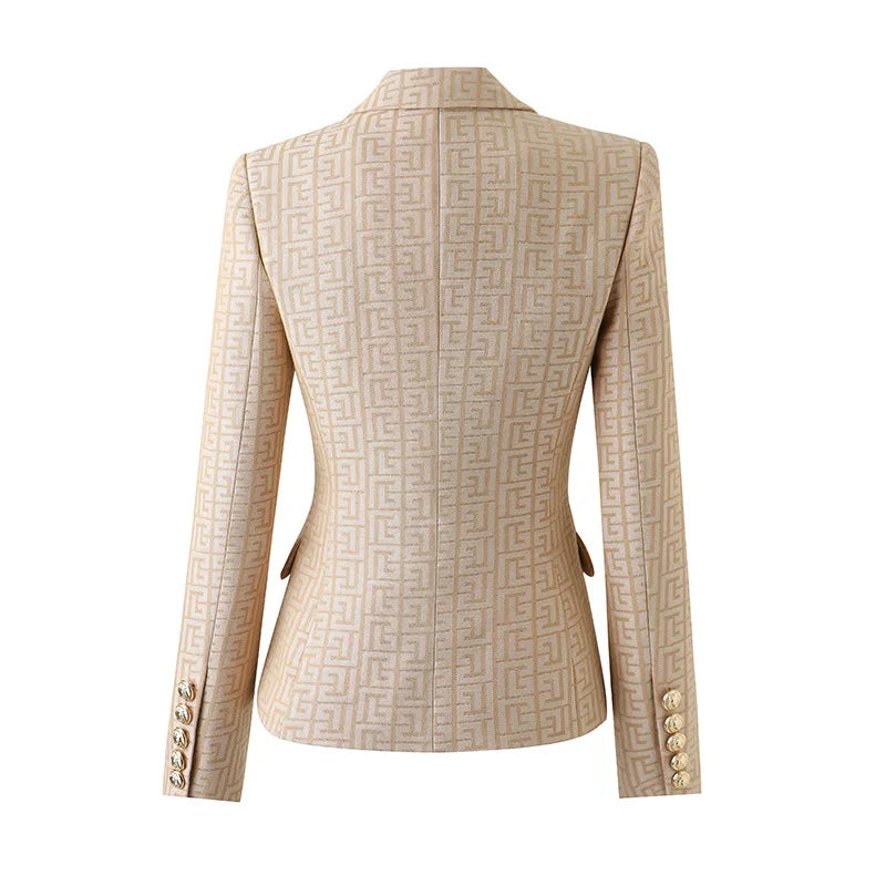 Blazer com detalhe em alfaiataria jacquard - botões timbrados