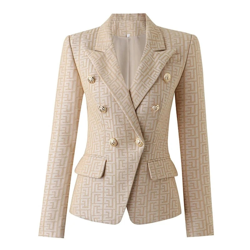 Blazer com detalhe em alfaiataria jacquard - botões timbrados