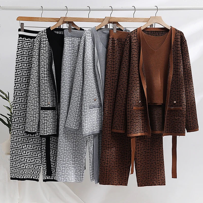 Conjunto Tres Peças Tricô - Novidade