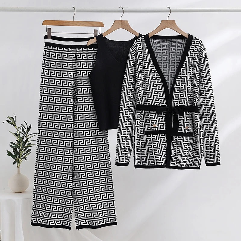 Conjunto Tres Peças Tricô - Novidade