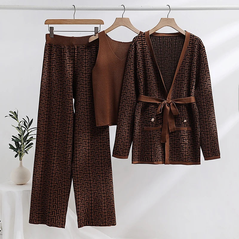 Conjunto Tres Peças Tricô - Novidade