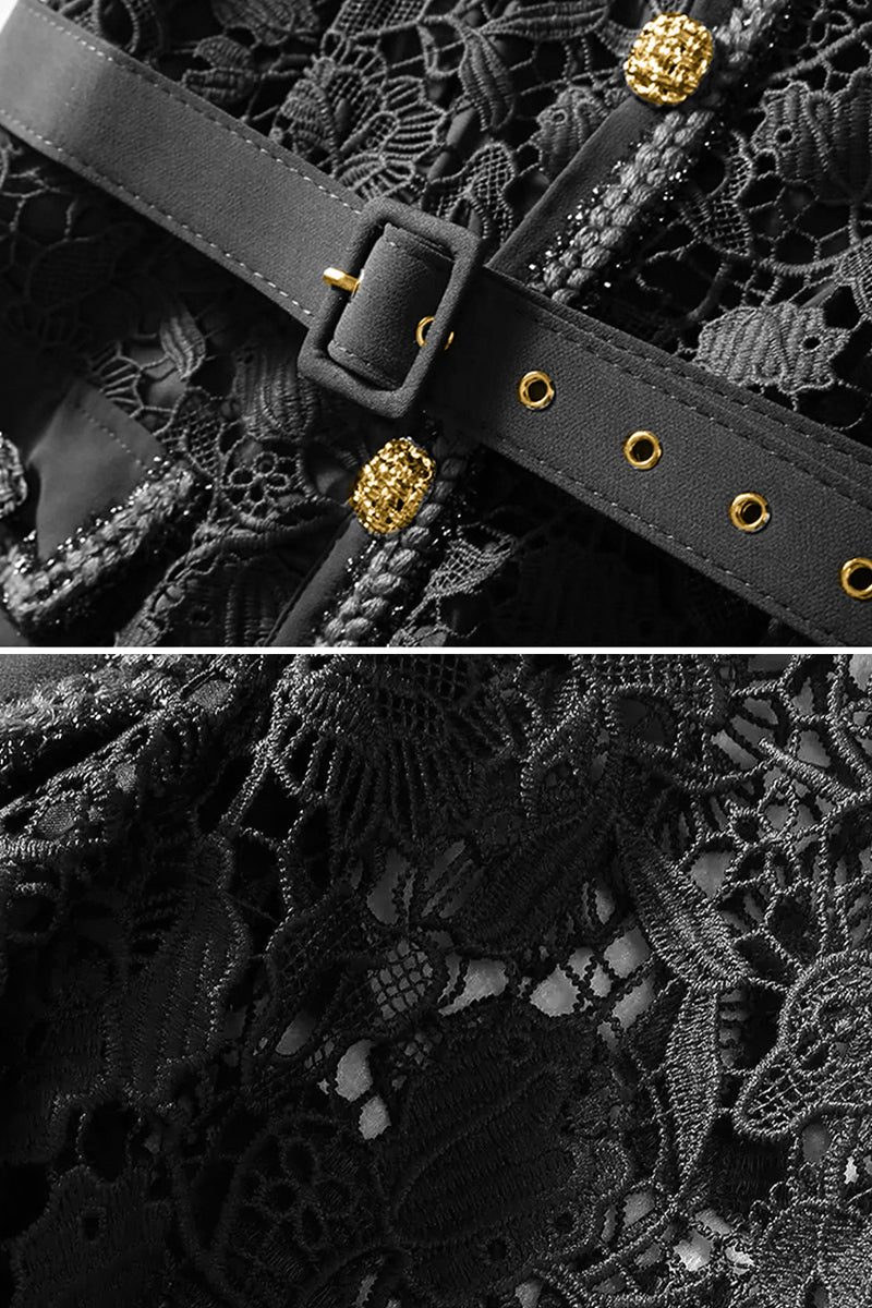 Vestido bordado renda luxo - com cinto