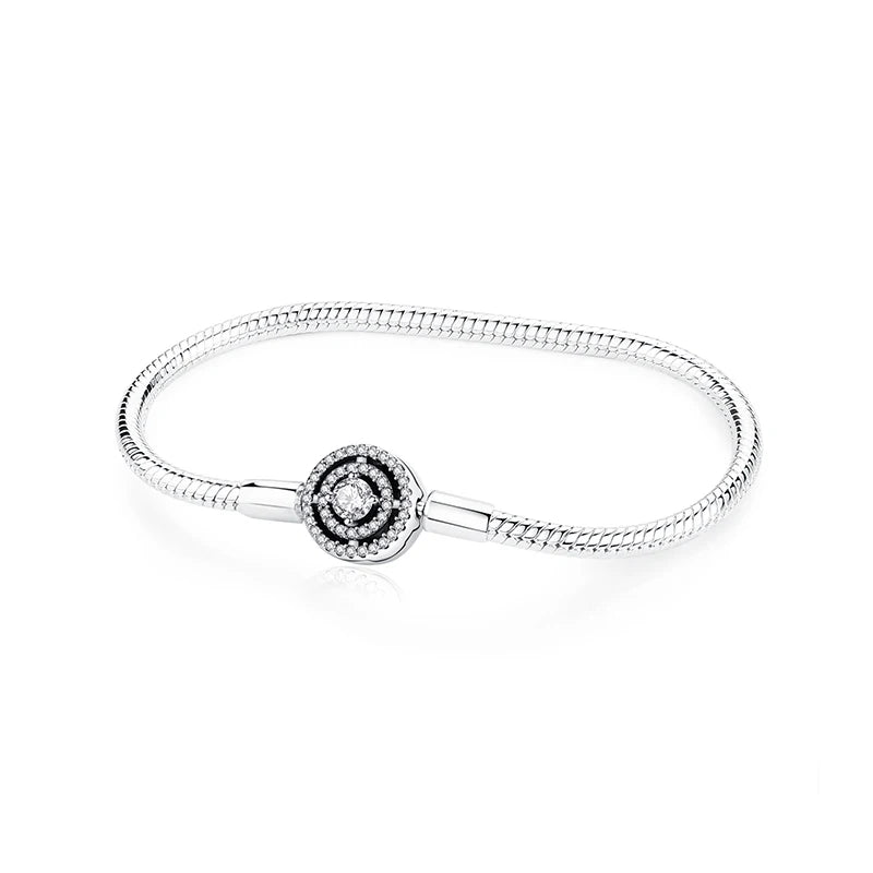 Pulseira de Prata 925 com Coração, Lua, Flor e Borboleta