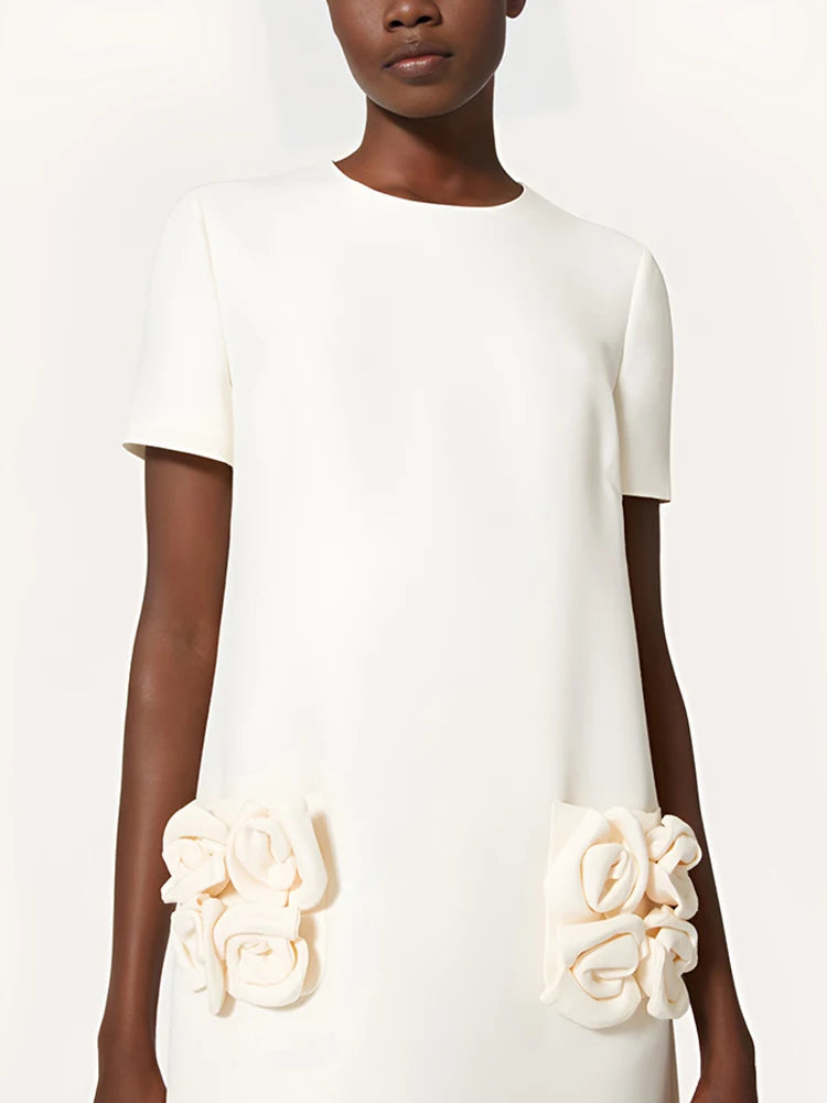 Vestido Com flores Bolso - Luxo