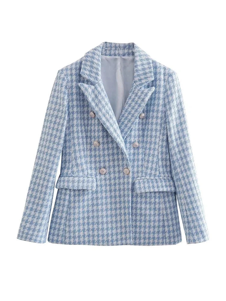 Conjunto, Shorts Ou blazer - Tweed Xadrez Elegante
