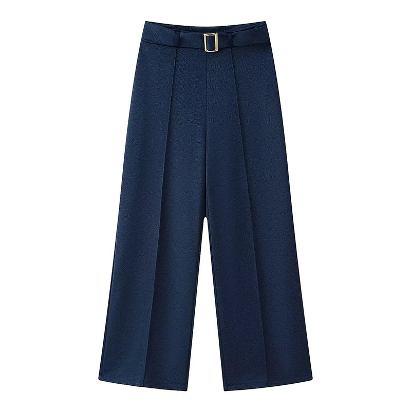 Conjunto Alfaiataria Linéa Classique - Top Curto com Botões & Calça Flare de Cintura Média