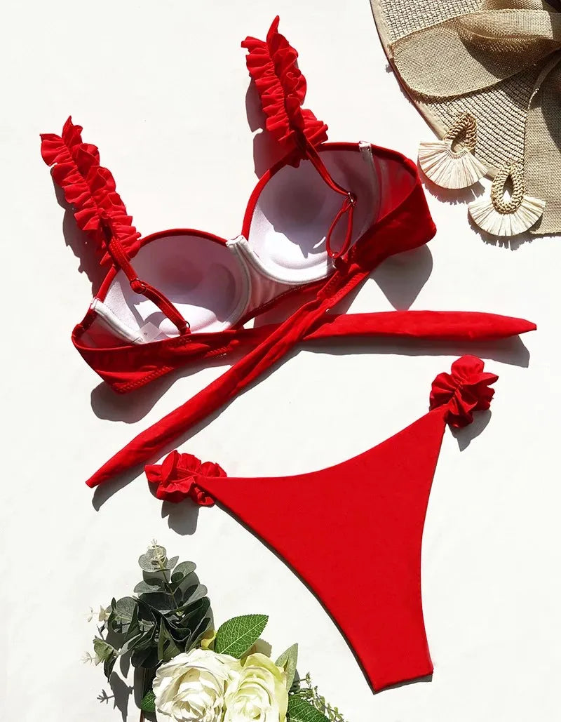 Biquini  Push Up - Detalhes Flores