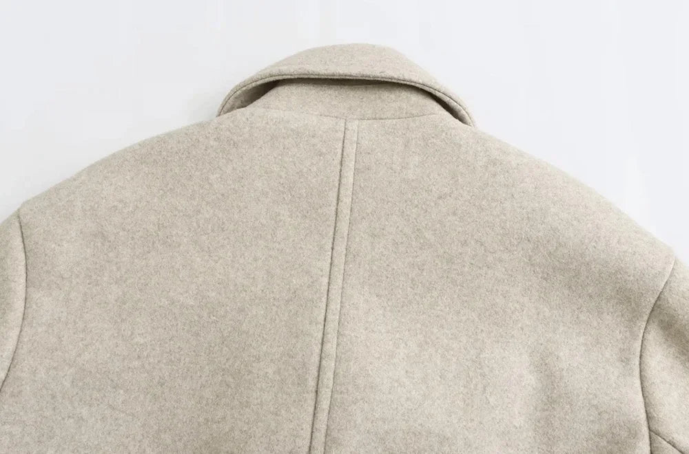 Sobretudo Lã Batida - Elegante com bolsos