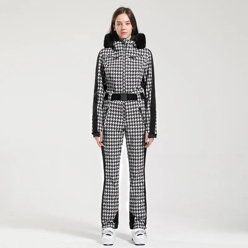 Macacão de Esqui Feminino GSOU SNOW – Peça Única, Acolchoado, Impermeável, Respirável e à Prova de Vento