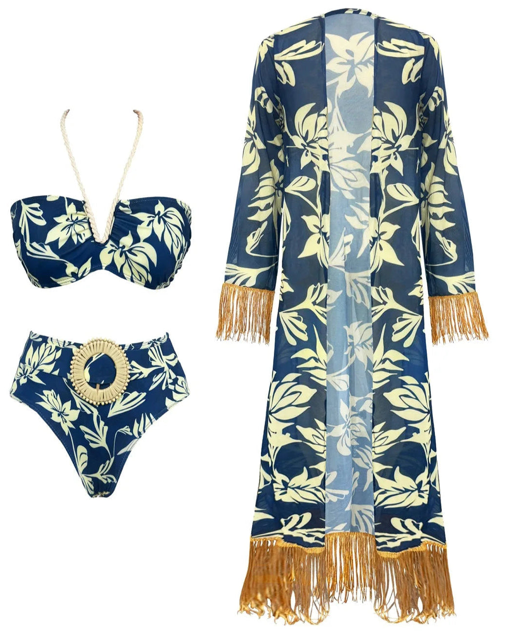 Conjunto 3 Peças Estampa Floral – Look Beira Mar Elegante