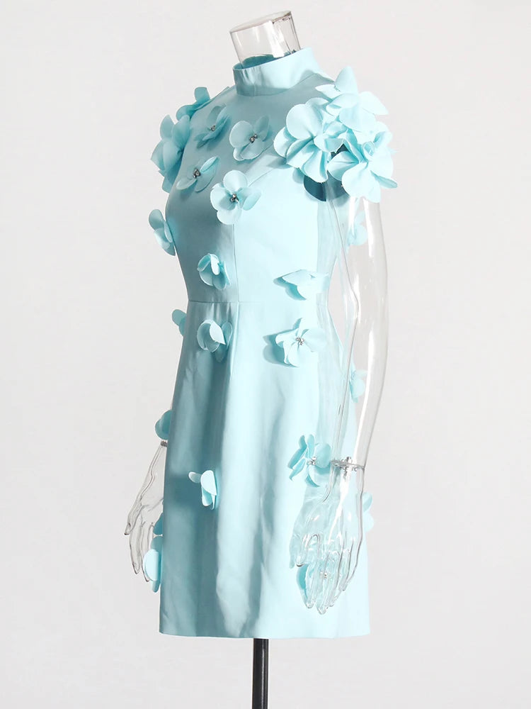 Vestido Bordado Aplicação Flores Alfaiataria