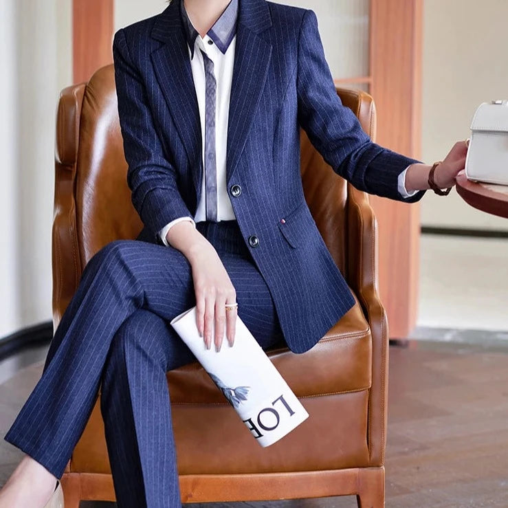 Conjunto Blazer Alongado Com Risca Giz