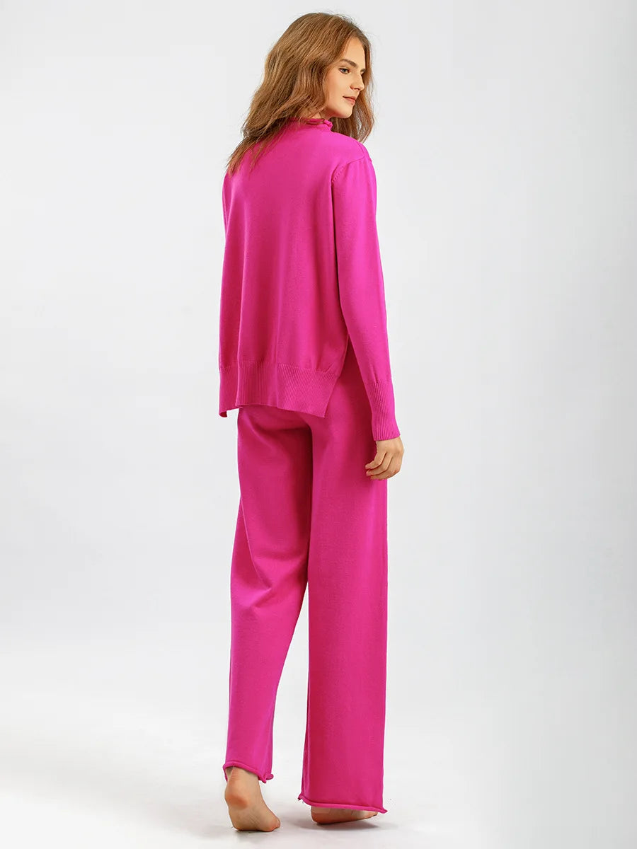 Conjunto Calça e Blusão de Tricô Inverno