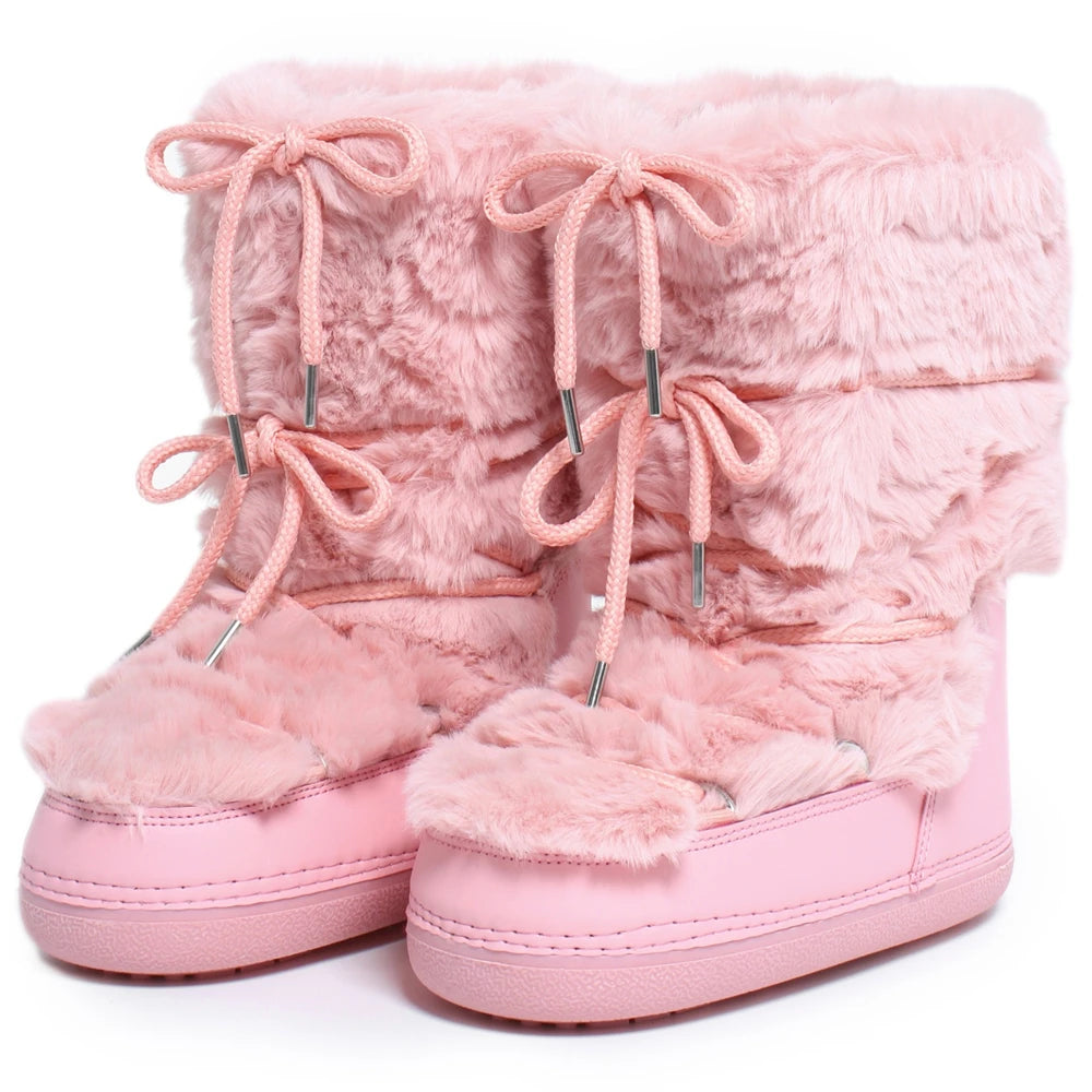 Botas de Neve com Peles Sintéticas – Plataforma Elegante e Conforto Aveludado