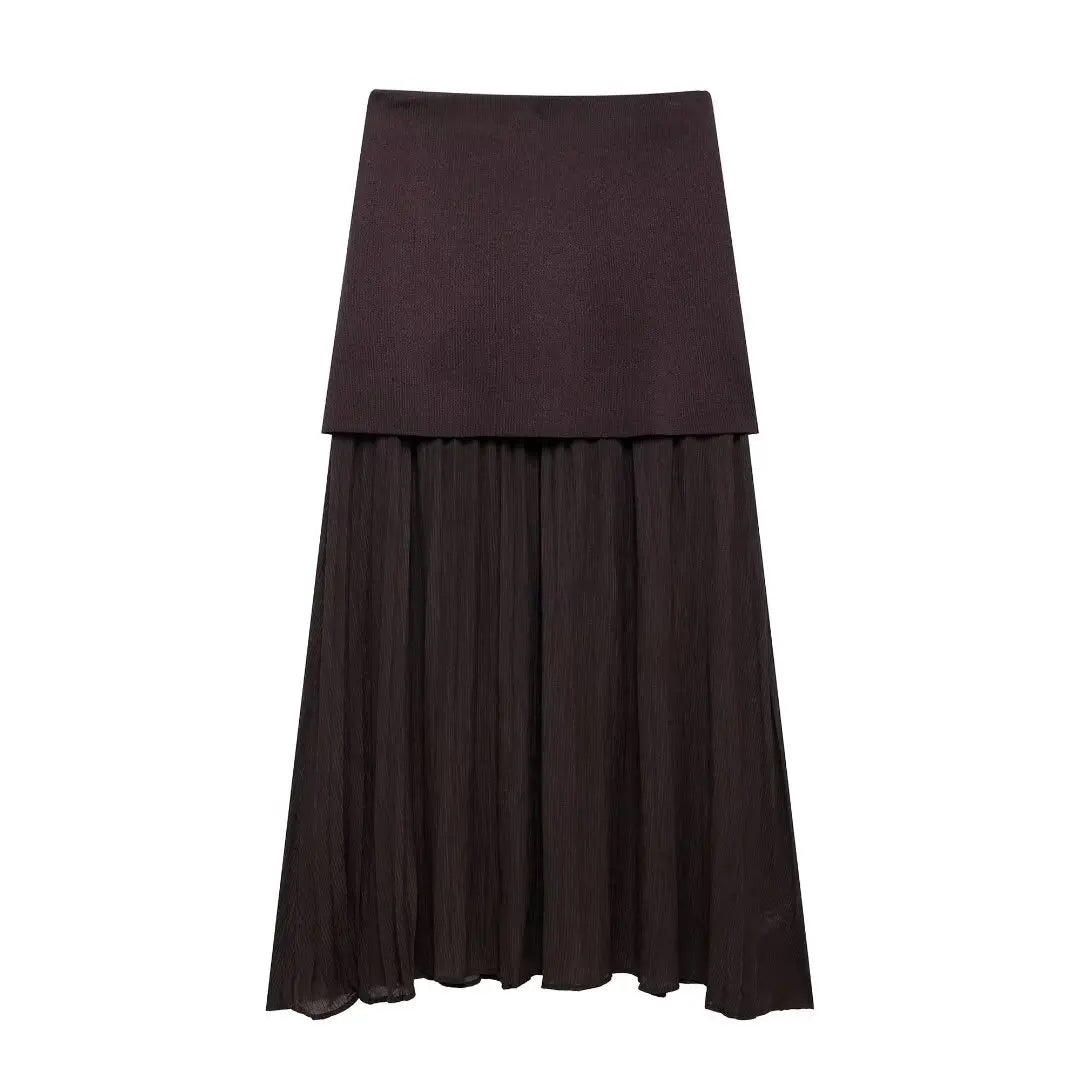 Conjunto – Toque Retrô Elegante, Blusa Tricotada Sem Mangas + Saia Longa Moderna