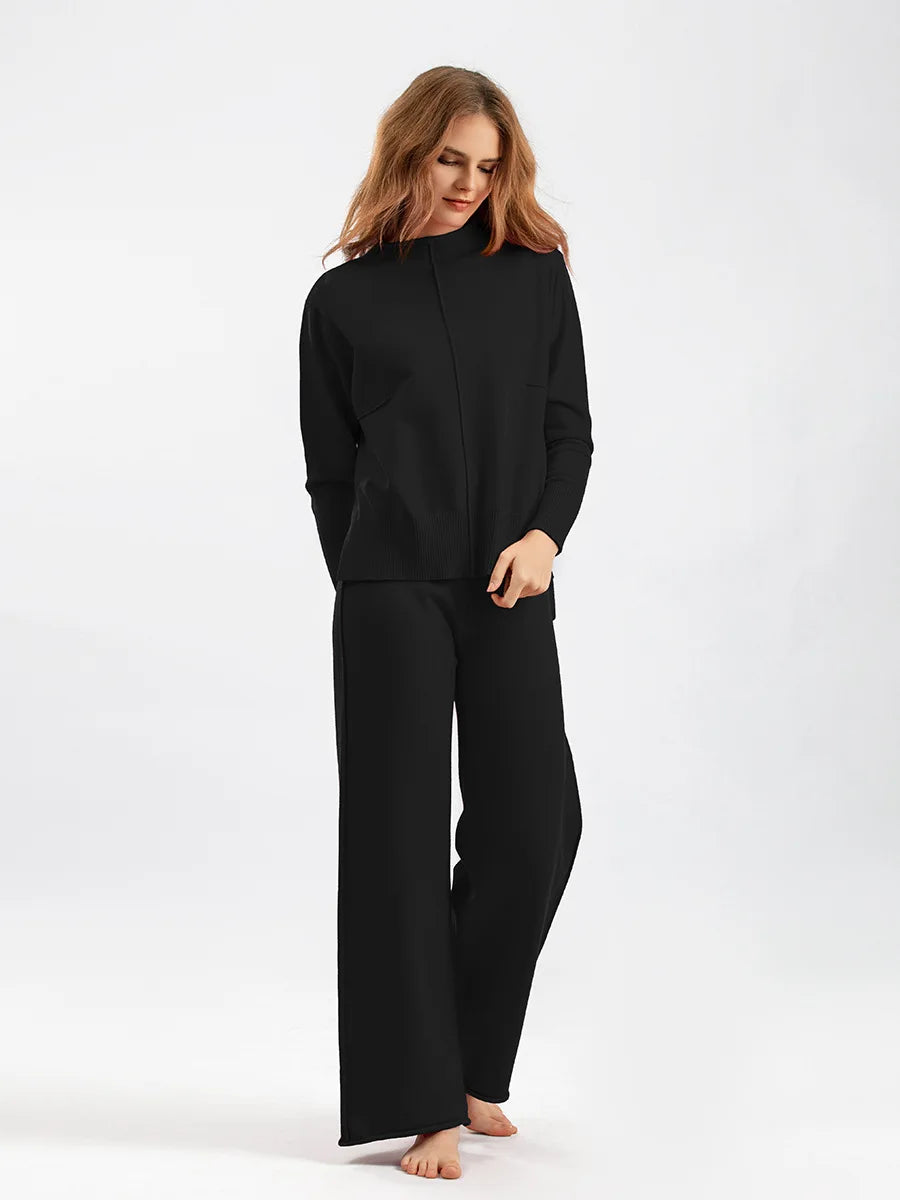 Conjunto Calça e Blusão de Tricô Inverno