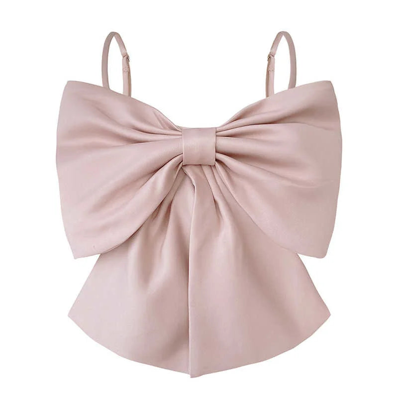 Colete com Laço Grande e Alças Finas - Estilo Sexy e Elegante