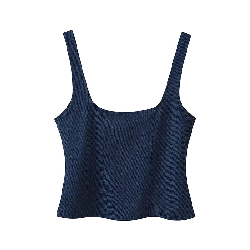 Conjunto Alfaiataria Linéa Classique - Top Curto com Botões & Calça Flare de Cintura Média