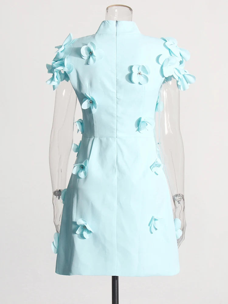 Vestido Bordado Aplicação Flores Alfaiataria