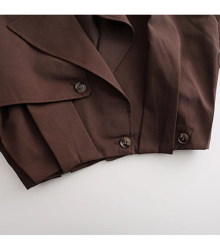 Trench Coat Feminino Curto com Design Transpassado – Estilo e Elegância para Meia-Estação