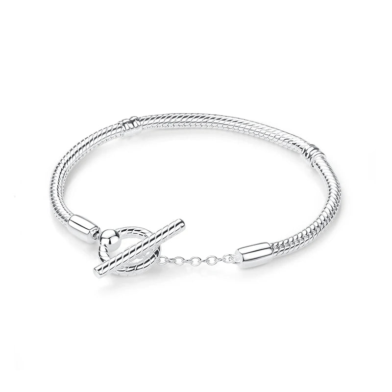 Pulseira de Prata 925 com Coração, Lua, Flor e Borboleta