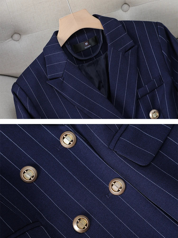 Conjunto Blazer e Calça alfaiataria - risca giz