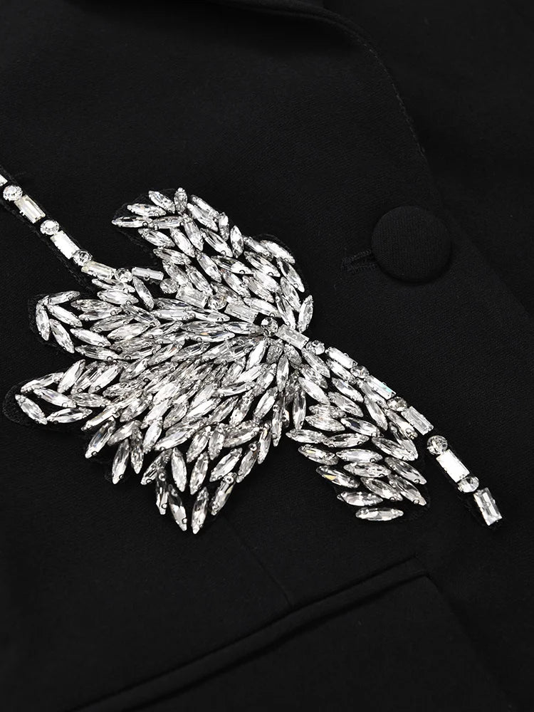 Blazer Bordado a Mão Com Cristais Luxo