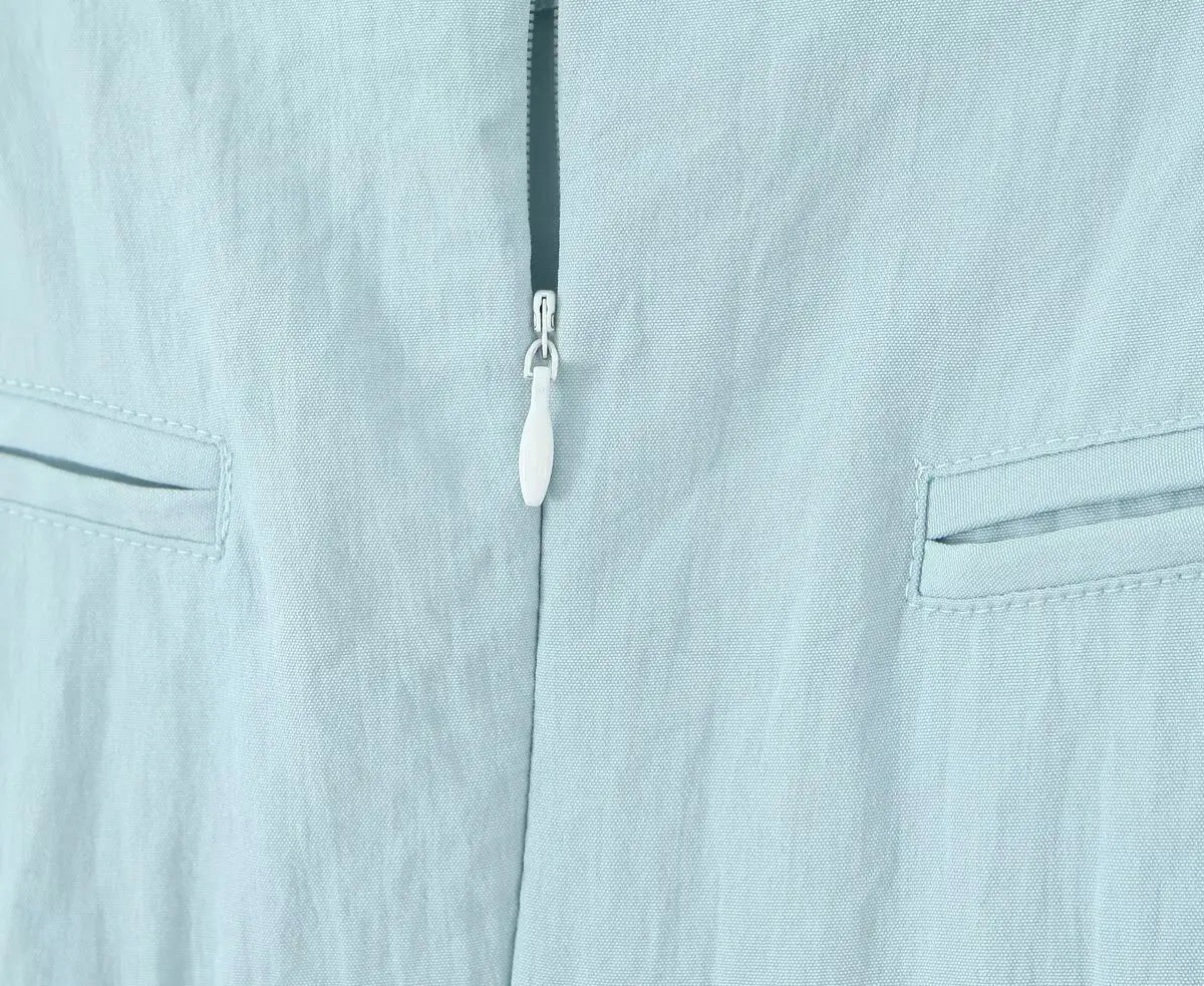 Conjunto – Colete Sem Mangas + Saia plissada com Bolsos