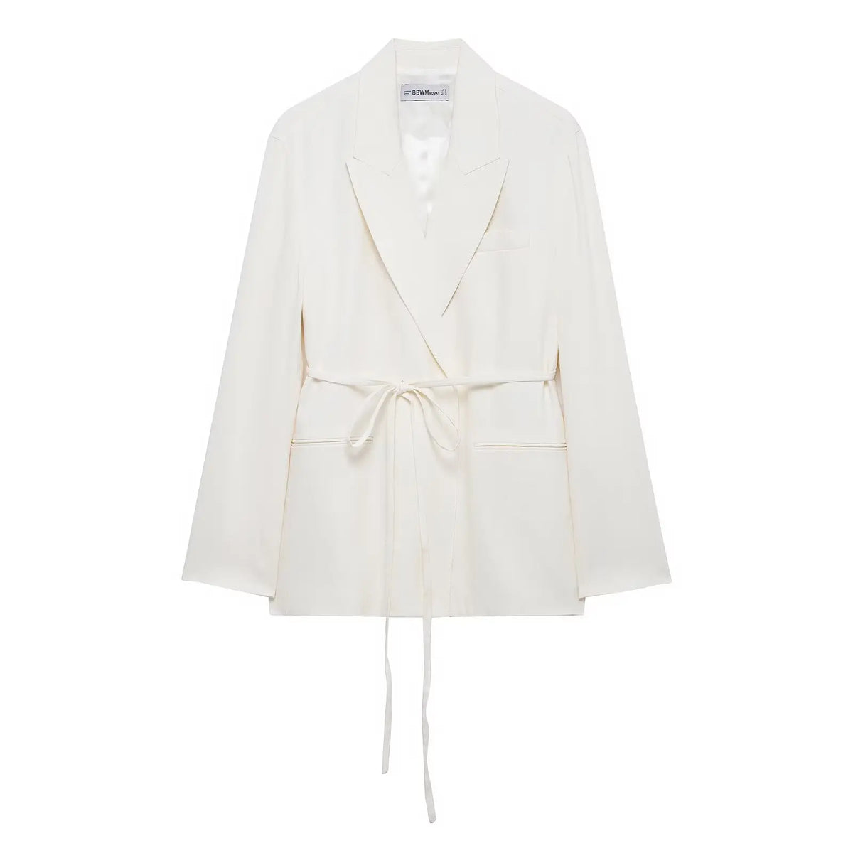 Conjunto de Blazer com Laço e Calça Cintura Alta – Elegância Sofisticada para a Meia-Estação