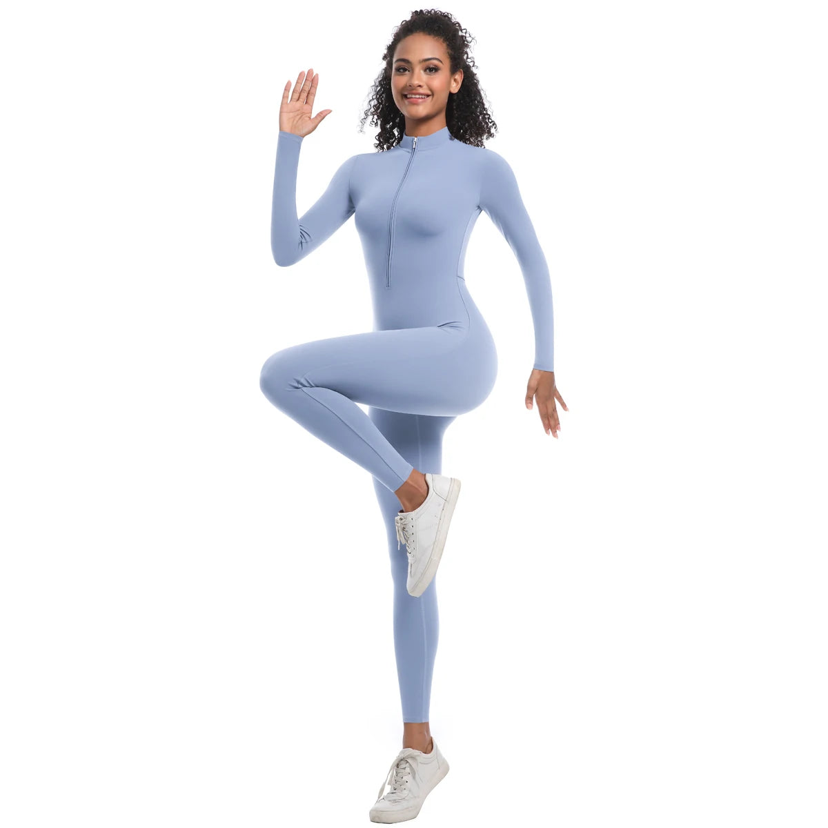Macacão Fitness Feminino com Zíper Frontal – Modelagem Anatômica e Performance Elegante