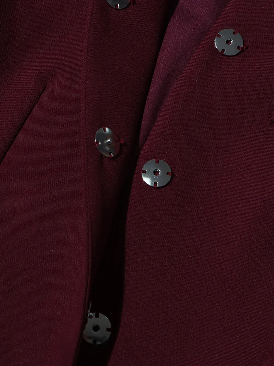 Conjunto de Alfaiataria – Blazer com Gola Alta e Calça de Cintura Alta com Botões Decorativos