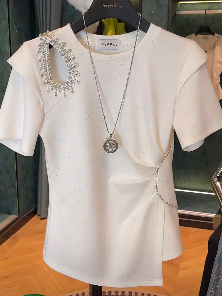 T-shirt Bordada Con detalhes - algodão