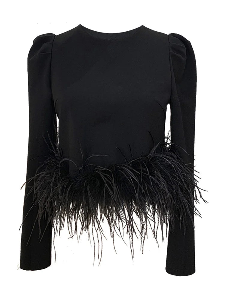 Blusa Minimalista com Plumas – Estilo e Sofisticação