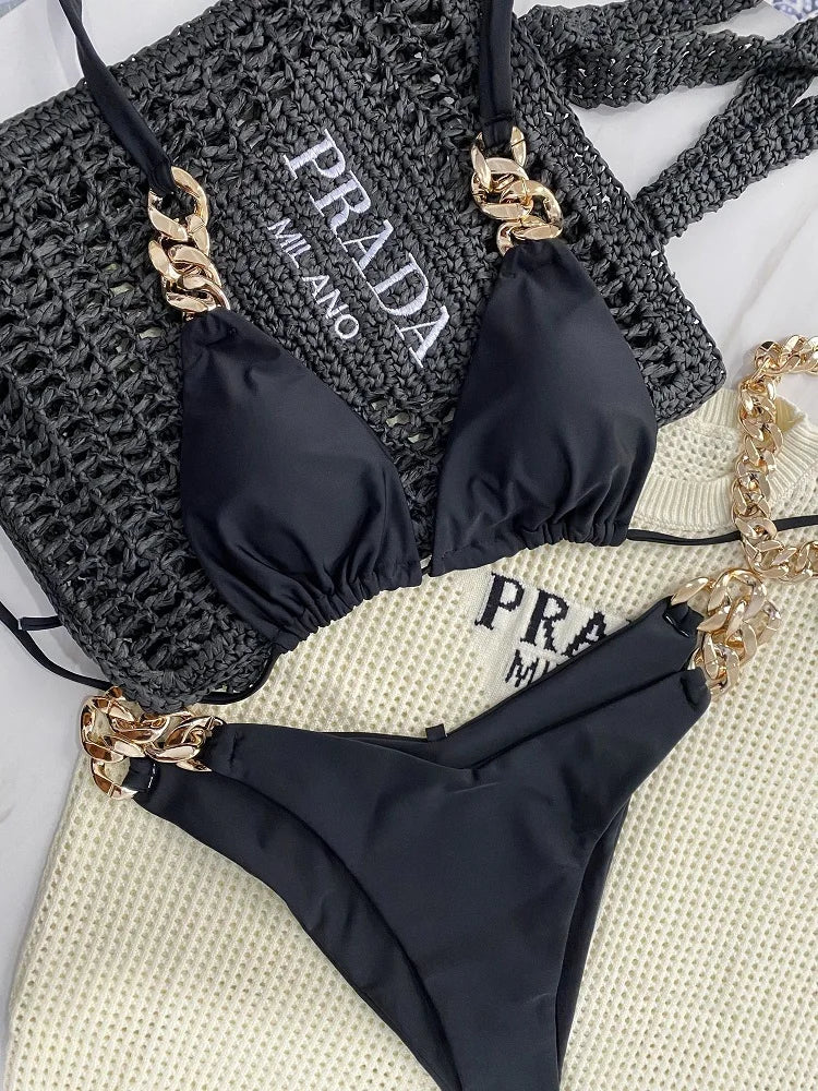 Biquíni Corrente Dourada - Elegância na Praia