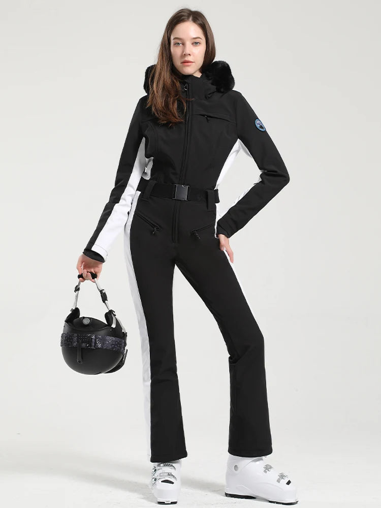 Macacão de Esqui Feminino GSOU SNOW – Peça Única, Acolchoado, Impermeável, Respirável e à Prova de Vento