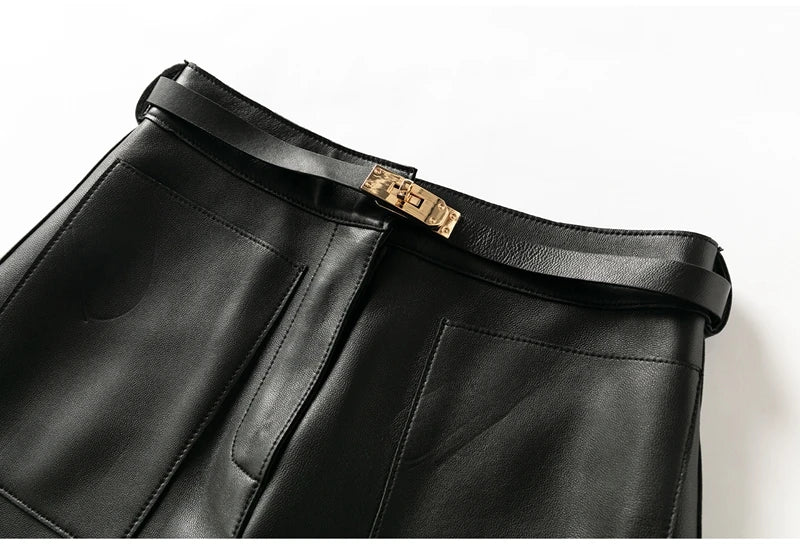 Shorts Couro Legitimo - Com Cinto