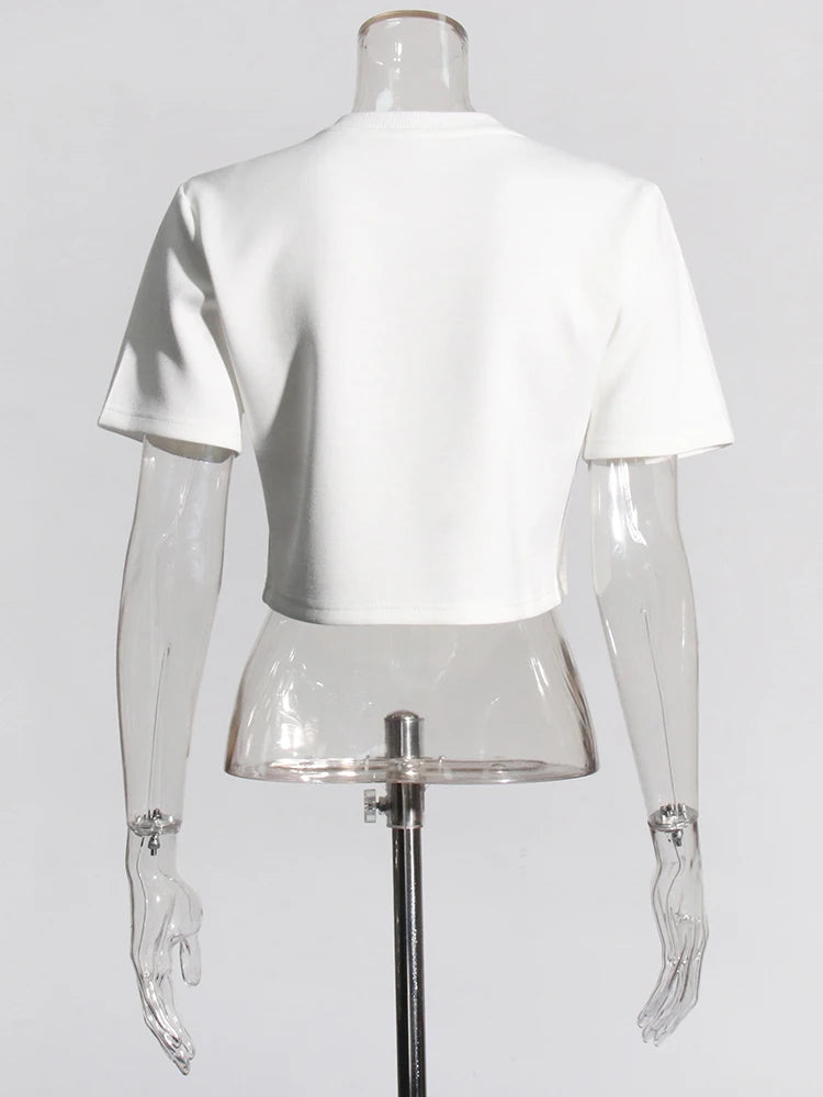 Camiseta cropped Bordada com cristais