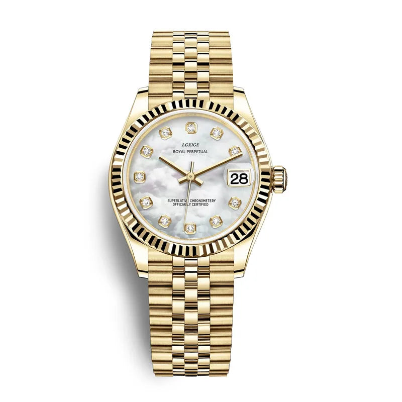 Relógio Feminino – Luxo Fashion, Quartzo, Aço, Com Strass