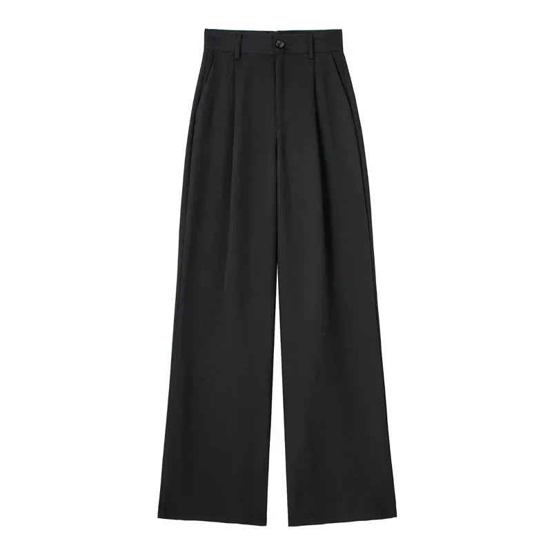 Calça de Alfaiataria Listrada – Cintura Alta e Silhueta Wide Leg Elegante