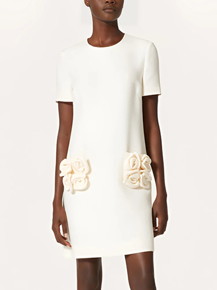 Vestido Com flores Bolso - Luxo