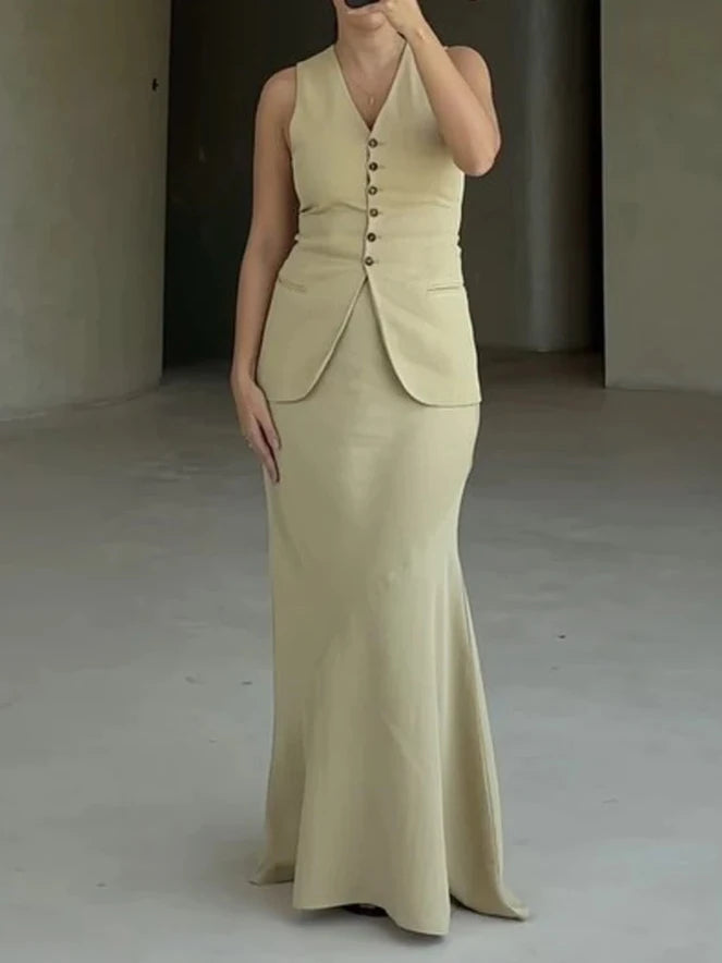 Conjunto de Colete e Saia Longa - Estilo e Elegância