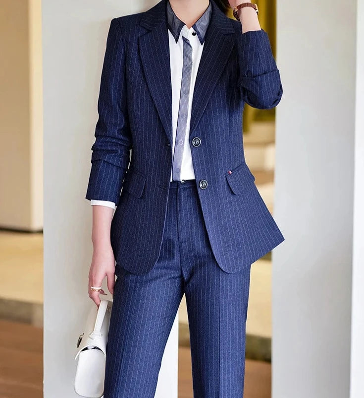 Conjunto Blazer Alongado Com Risca Giz